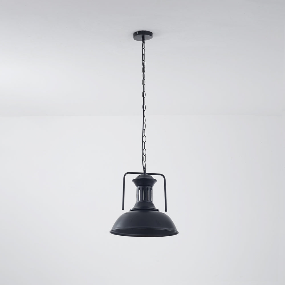 Lampa Wisząca Industrialna z Metalowym Kloszem w Kształcie Kopuły