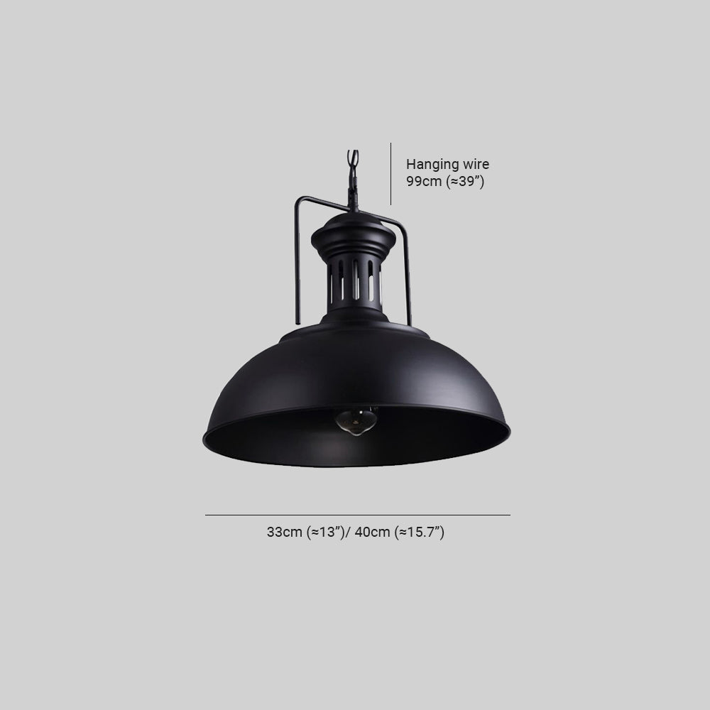 Lampa Wisząca Industrialna z Metalowym Kloszem w Kształcie Kopuły