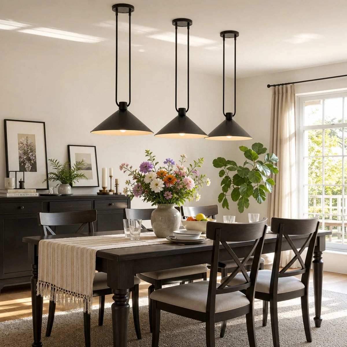 Lampa Wisząca Industrialna z Metalowym Kloszem w Kształcie Stożka ##POS:12##