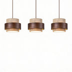 Lampa Wisząca Japandi Cylindryczna z Kamiennym Kloszem