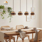 Lampa Wisząca Japandi Cylindryczna z Kamiennym Kloszem