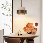 Lampa Wisząca Japandi Cylindryczna z Kamiennym Kloszem