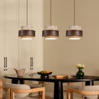 Lampa Wisząca Japandi Cylindryczna z Kamiennym Kloszem