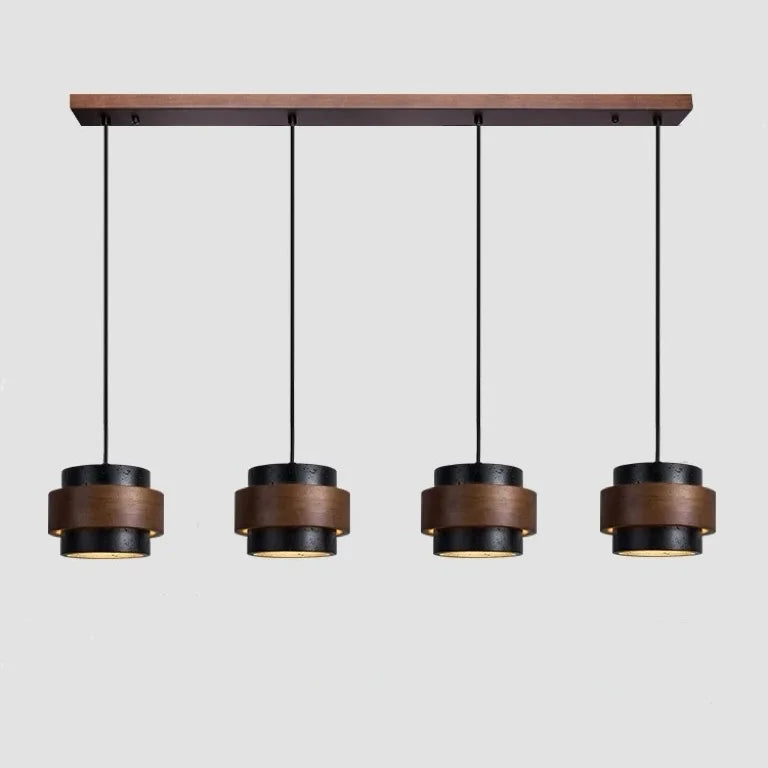 Lampa Wisząca Japandi Cylindryczna z Kamiennym Kloszem