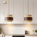 Lampa Wisząca Japandi Cylindryczna z Kamiennym Kloszem