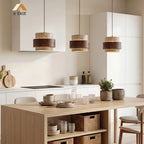 Lampa Wisząca Japandi Cylindryczna z Kamiennym Kloszem