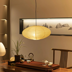 Lampa Wisząca Japandi z Papierowym Kloszem w Kształcie Elipsy