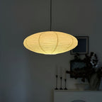Lampa Wisząca Japandi z Papierowym Kloszem w Kształcie Elipsy