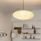 Lampa Wisząca Japandi z Papierowym Kloszem w Kształcie Elipsy