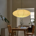 Lampa Wisząca Japandi z Papierowym Kloszem w Kształcie Elipsy