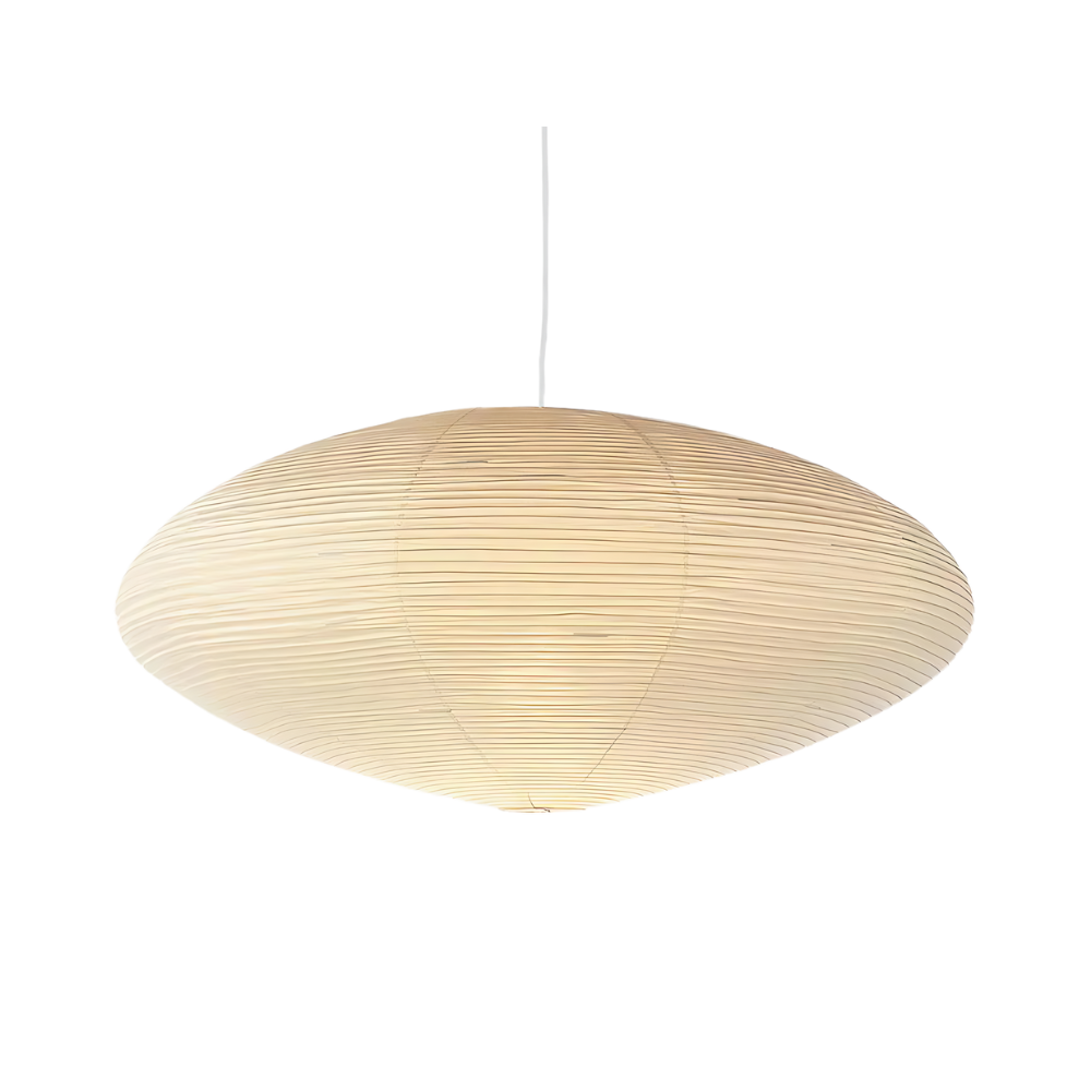 Lampa Wisząca Japandi z Papierowym Kloszem w Kształcie Elipsy