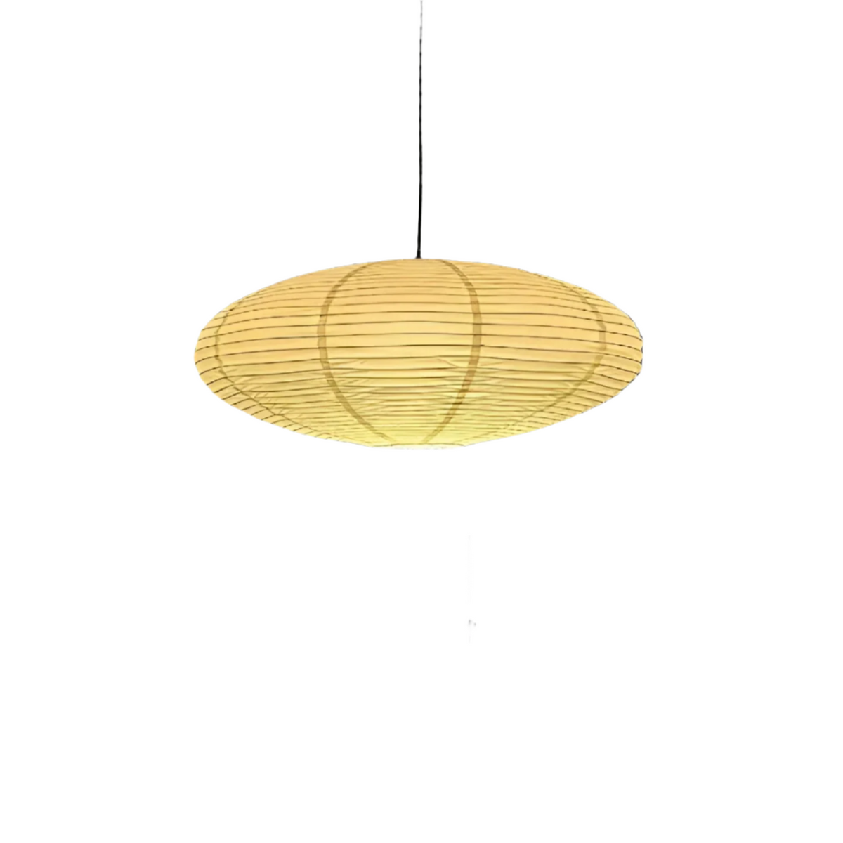 Lampa Wisząca Japandi z Papierowym Kloszem w Kształcie Elipsy
