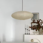 Lampa Wisząca Japandi z Papierowym Kloszem w Kształcie Elipsy