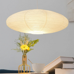 Lampa Wisząca Japandi z Papierowym Kloszem w Kształcie Elipsy