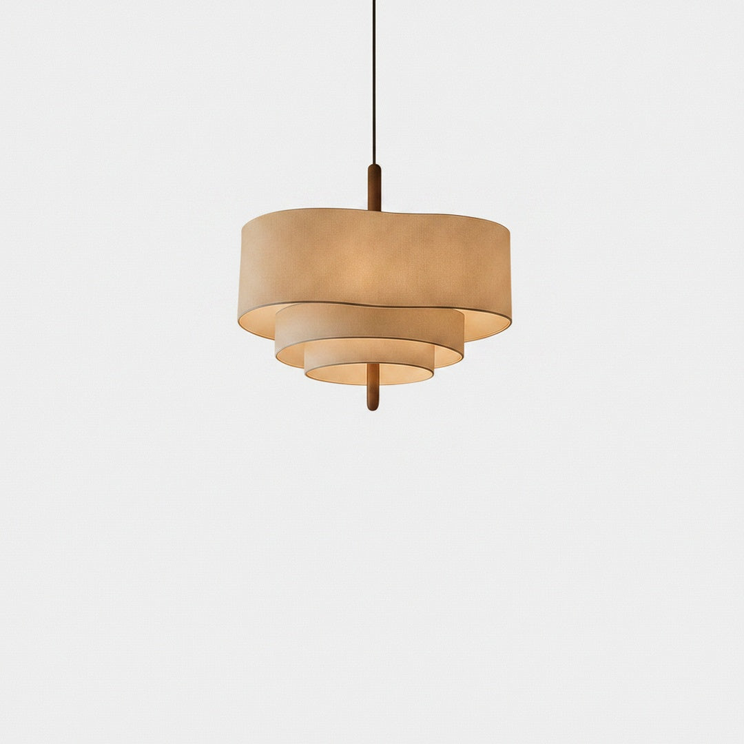 Lampa Wisząca Klasyczna z Trójpoziomowym Abażurem Tkaninowym