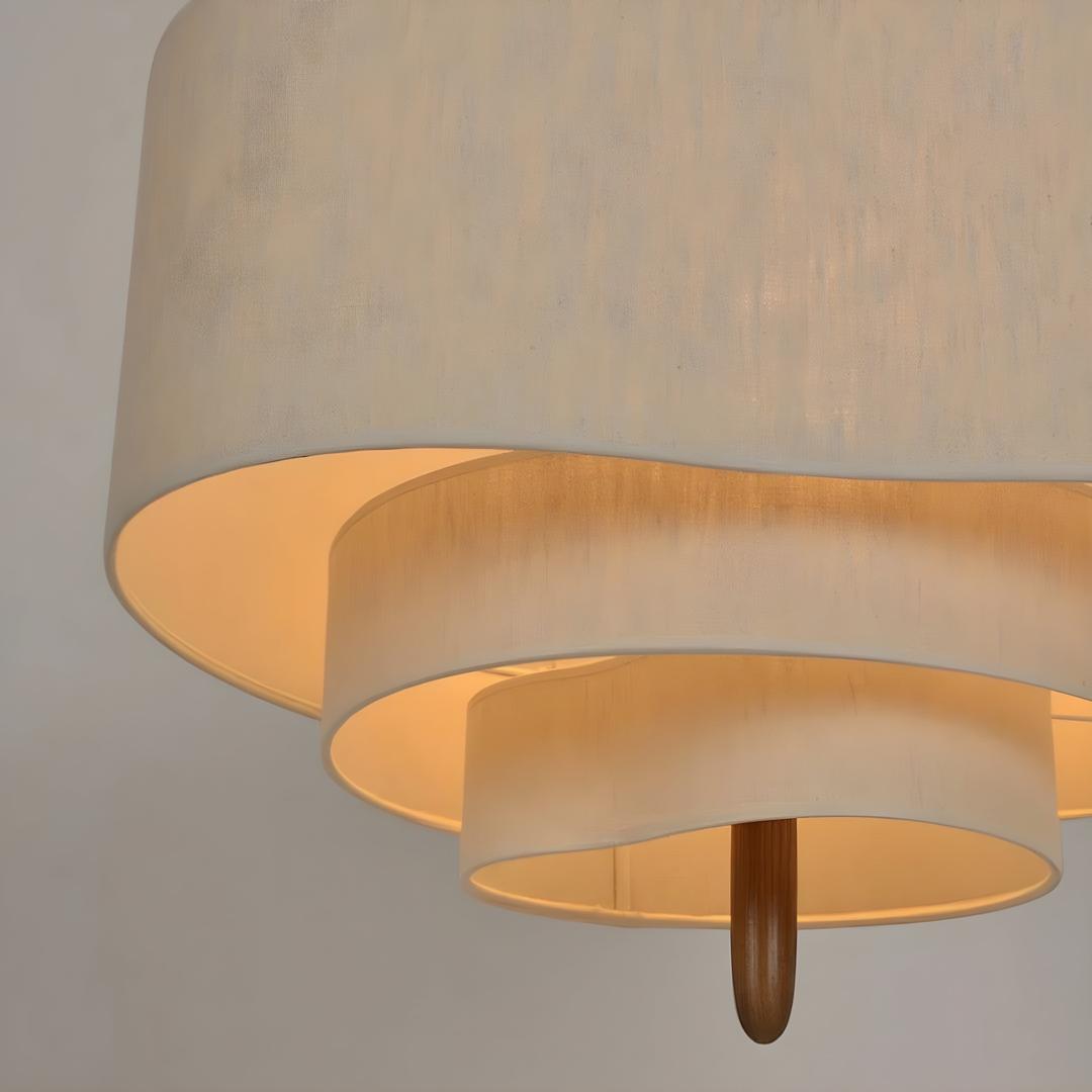 Lampa Wisząca Klasyczna z Trójpoziomowym Abażurem Tkaninowym