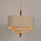 Lampa Wisząca Klasyczna z Trójpoziomowym Abażurem Tkaninowym