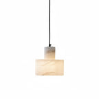 Lampa Wisząca Minimalistyczna z Alabastru z Podwójnym Cylindrem