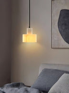 Lampa Wisząca Minimalistyczna z Alabastru z Podwójnym Cylindrem ##POS:14##