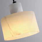 Lampa Wisząca Minimalistyczna z Alabastru z Podwójnym Cylindrem