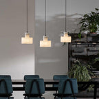 Lampa Wisząca Minimalistyczna z Alabastru z Podwójnym Cylindrem