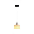 Lampa Wisząca Minimalistyczna z Alabastru z Podwójnym Cylindrem