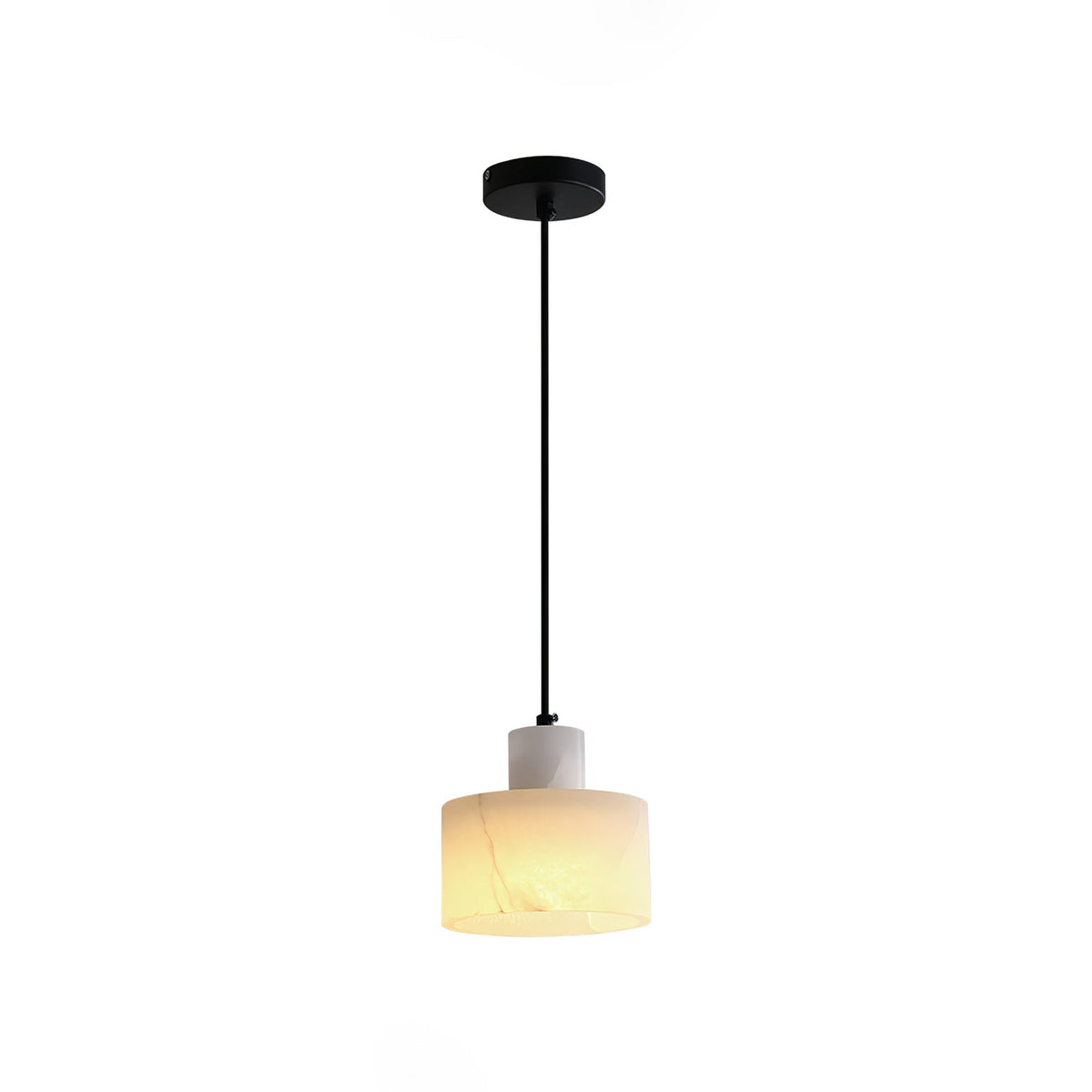 Lampa Wisząca Minimalistyczna z Alabastru z Podwójnym Cylindrem