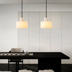 Lampa Wisząca Minimalistyczna z Alabastru z Podwójnym Cylindrem