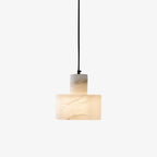 Lampa Wisząca Minimalistyczna z Alabastru z Podwójnym Cylindrem ##POS:2##