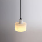 Lampa Wisząca Minimalistyczna z Alabastru z Podwójnym Cylindrem