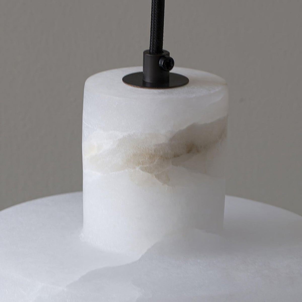 Lampa Wisząca Minimalistyczna z Alabastru z Podwójnym Cylindrem