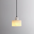 Lampa Wisząca Minimalistyczna z Alabastru z Podwójnym Cylindrem ##POS:32##