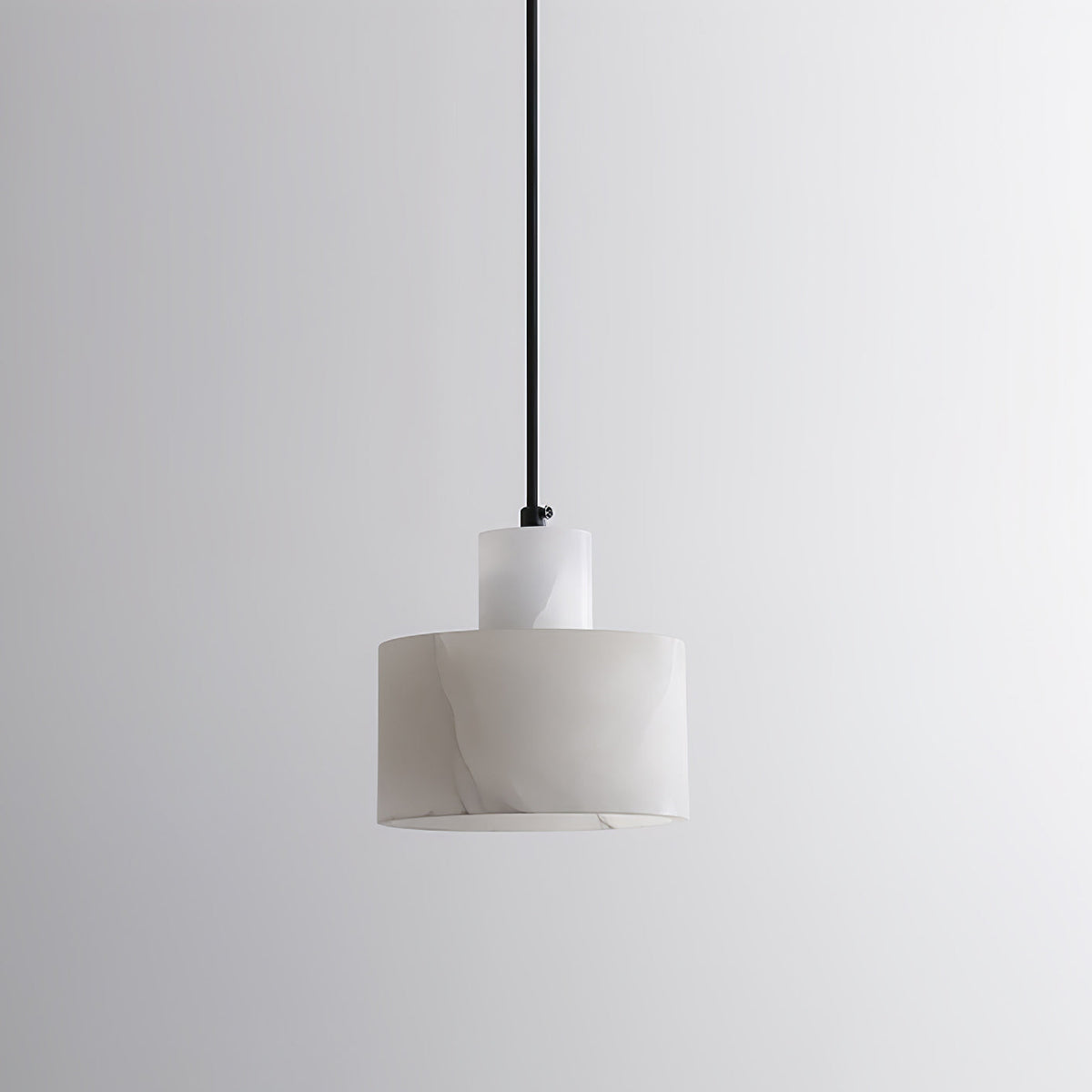 Lampa Wisząca Minimalistyczna z Alabastru z Podwójnym Cylindrem