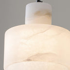 Lampa Wisząca Minimalistyczna z Alabastru z Podwójnym Cylindrem