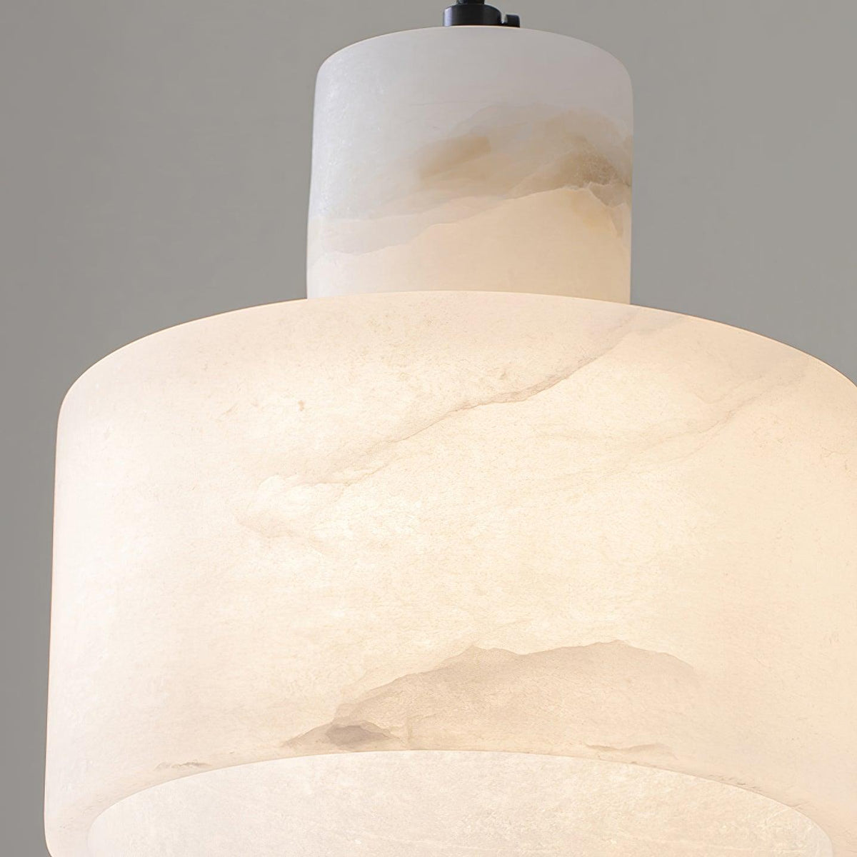 Lampa Wisząca Minimalistyczna z Alabastru z Podwójnym Cylindrem