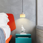 Lampa Wisząca Minimalistyczna z Alabastru z Podwójnym Cylindrem