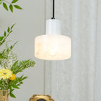 Lampa Wisząca Minimalistyczna z Alabastru z Podwójnym Cylindrem