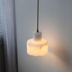 Lampa Wisząca Minimalistyczna z Alabastru z Podwójnym Cylindrem ##POS:56##
