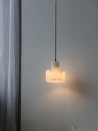 Lampa Wisząca Minimalistyczna z Alabastru z Podwójnym Cylindrem