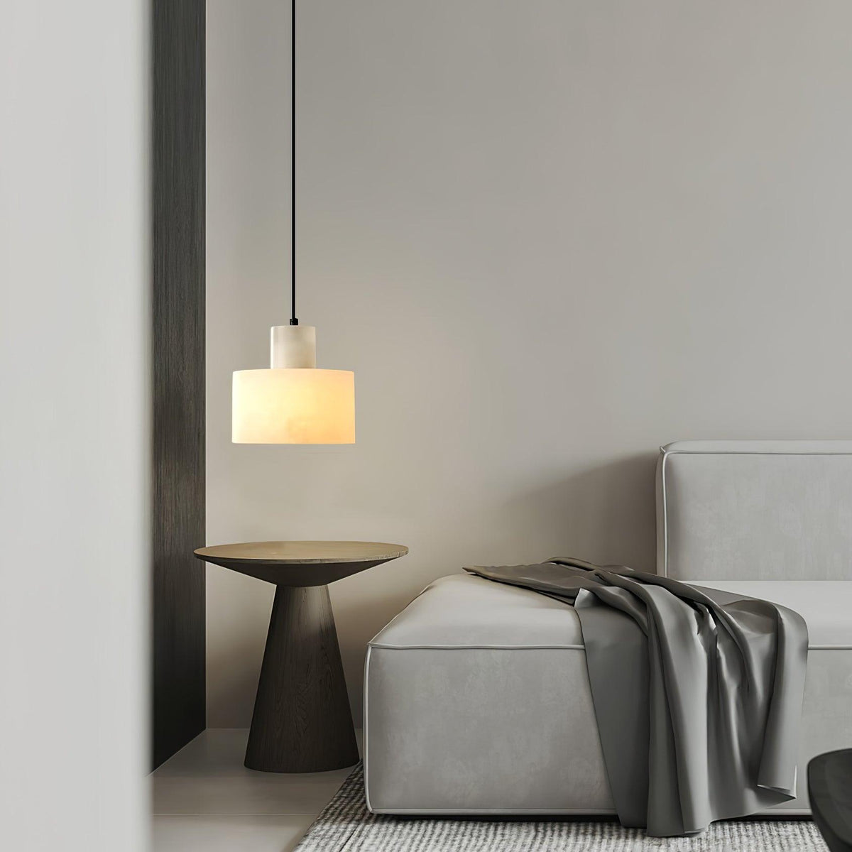 Lampa Wisząca Minimalistyczna z Alabastru z Podwójnym Cylindrem ##POS:6##