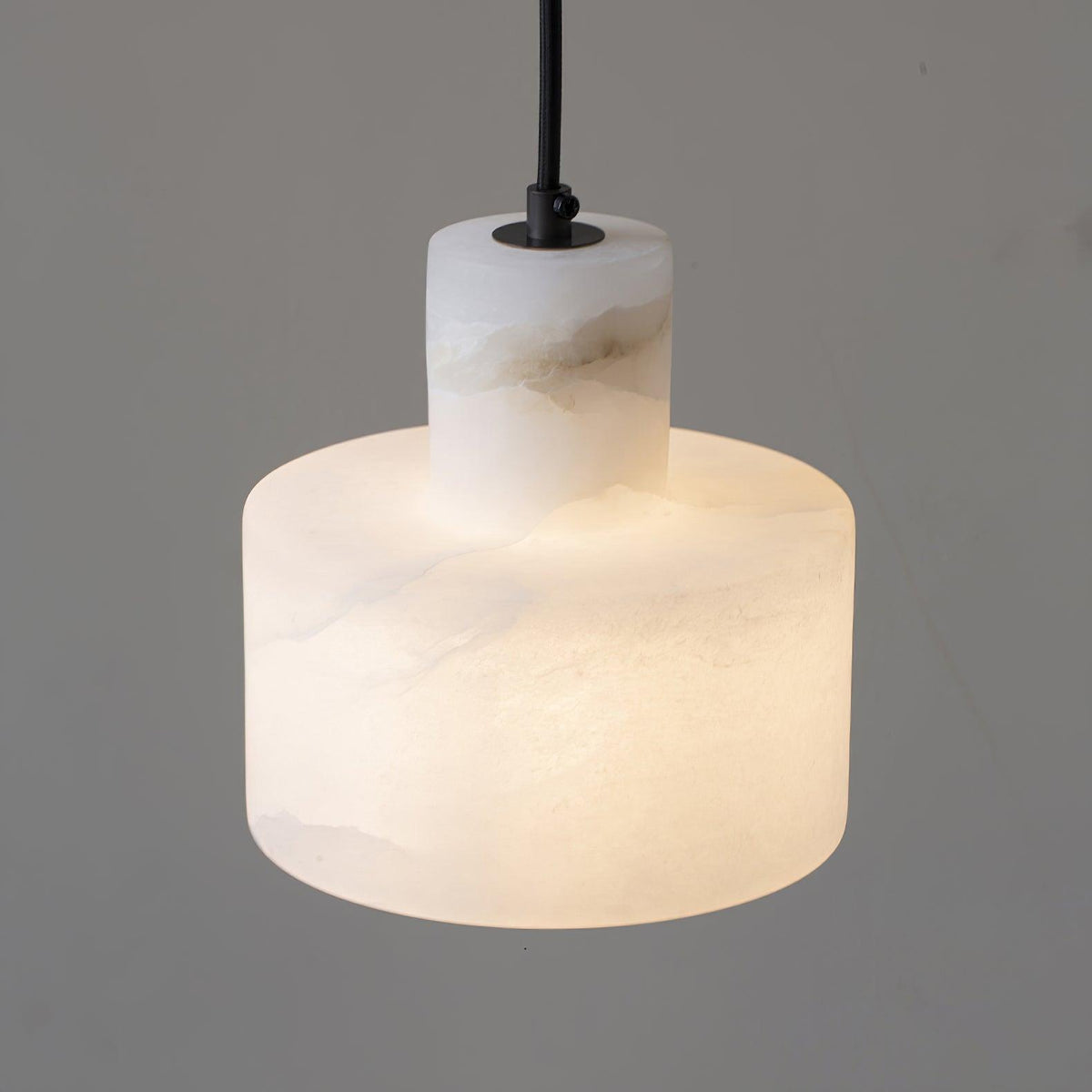 Lampa Wisząca Minimalistyczna z Alabastru z Podwójnym Cylindrem
