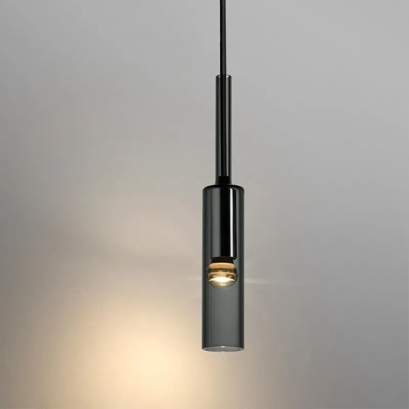 Lampa Wisząca Minimalistyczna z Cylindrycznym Kloszem ze Szkła