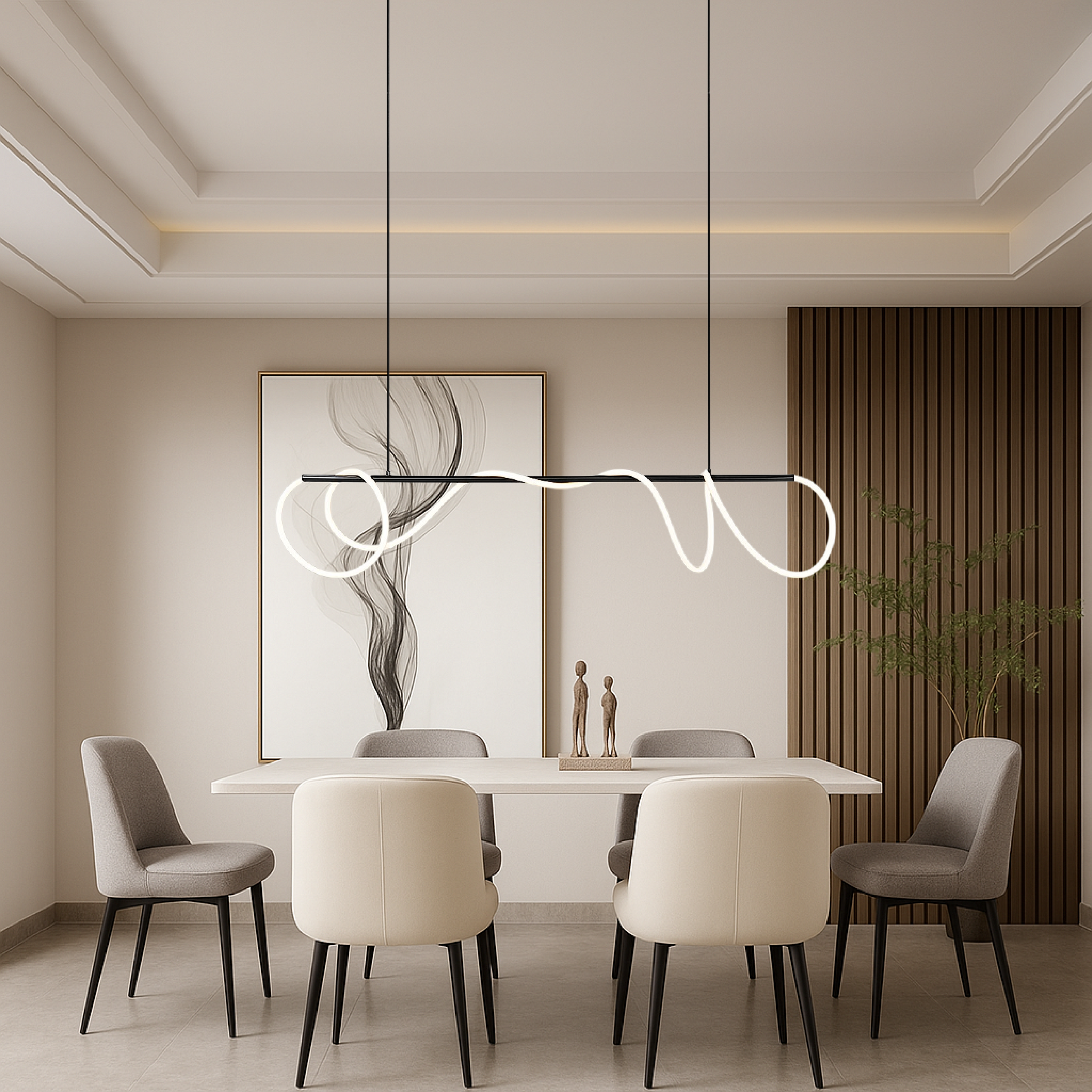 Lampa Wisząca Minimalistyczna z Falistym Przewodem Świetlnym nad Stół ##POS:4##