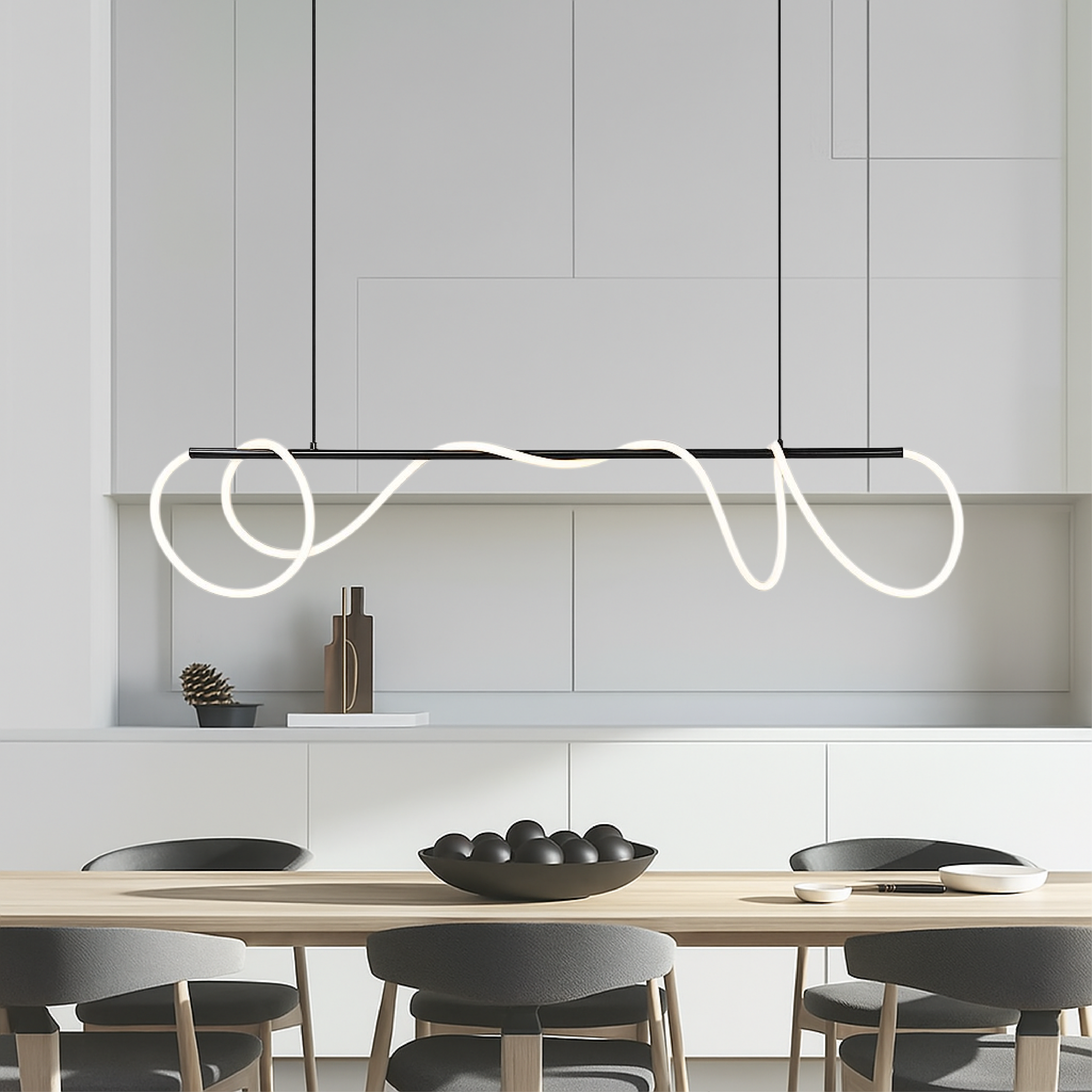 Lampa Wisząca Minimalistyczna z Falistym Przewodem Świetlnym nad Stół ##POS:5##