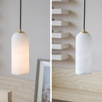 Lampa Wisząca Minimalistyczna z Kloszem Cylindrycznym z Alabastru