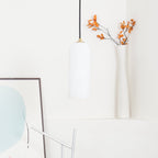 Lampa Wisząca Minimalistyczna z Kloszem Cylindrycznym z Alabastru