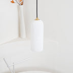 Lampa Wisząca Minimalistyczna z Kloszem Cylindrycznym z Alabastru