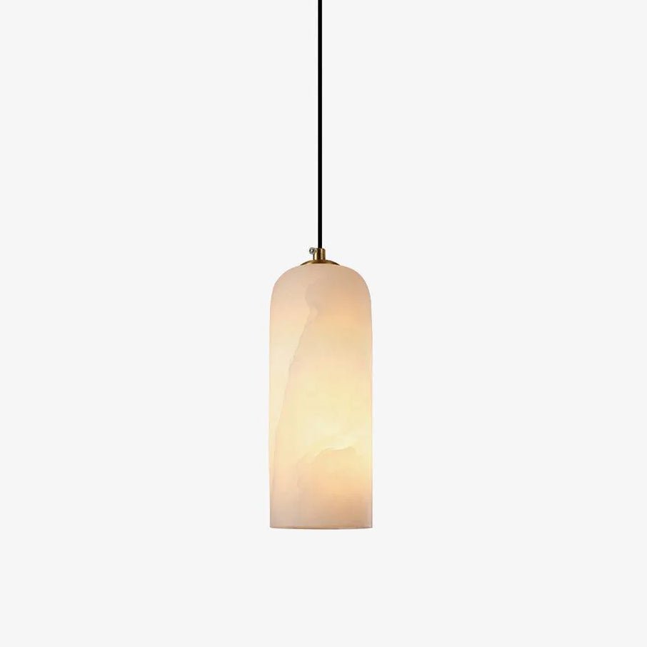 Lampa Wisząca Minimalistyczna z Kloszem Cylindrycznym z Alabastru