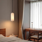 Lampa Wisząca Minimalistyczna z Kloszem Cylindrycznym z Alabastru