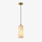 Lampa Wisząca Minimalistyczna z Kloszem Cylindrycznym z Alabastru